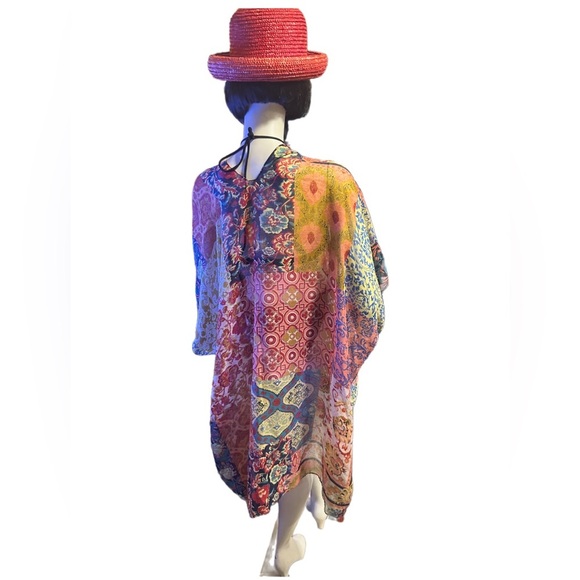 Moss Rose Beach Floral Coverup with Tassels, NWT One Size - Picture 3 of 7